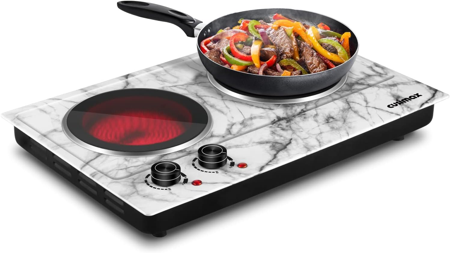 CUSIMAX Hot Plate - 1800W Double Burner for Quick Cooking