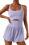 Womens Running Onesie Workout Romper - Stretchy Athletic One-Piece