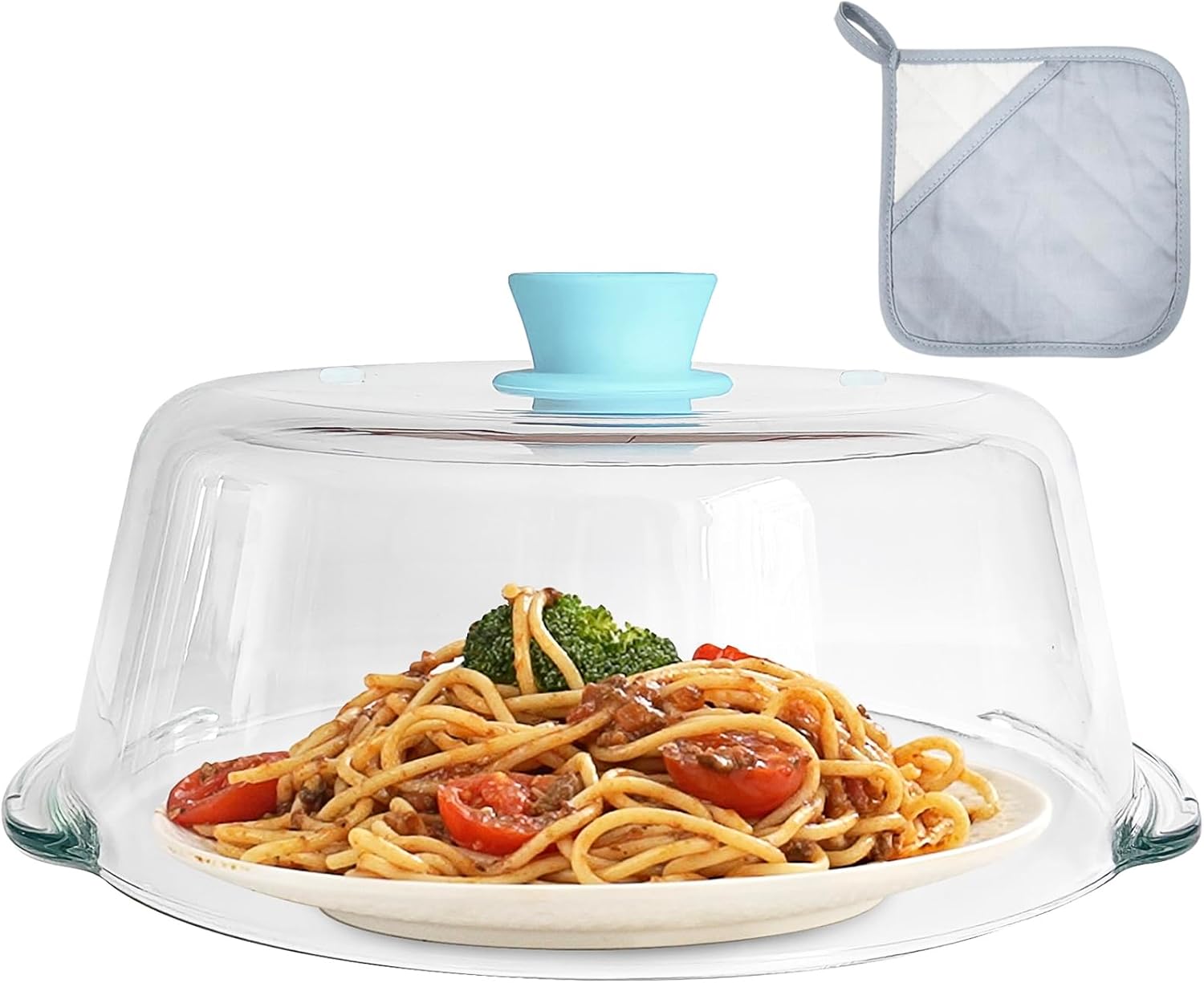 Tall Glass Microwave Splatter Cover for Food with Vent Hole