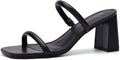 Women's Square Open Toe Heeled Sandals Two Strap Mules - 3