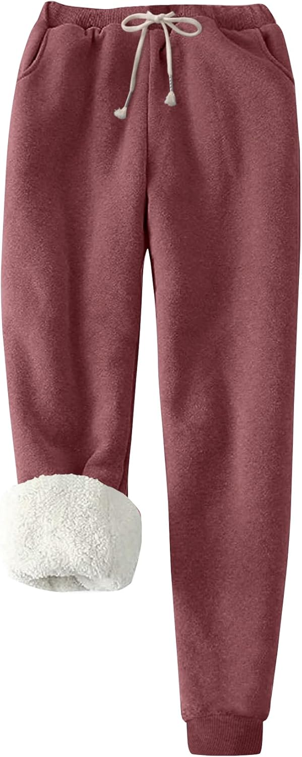 PEHMEA Women's Sherpa Lined Sweatpants for Winter Warmth