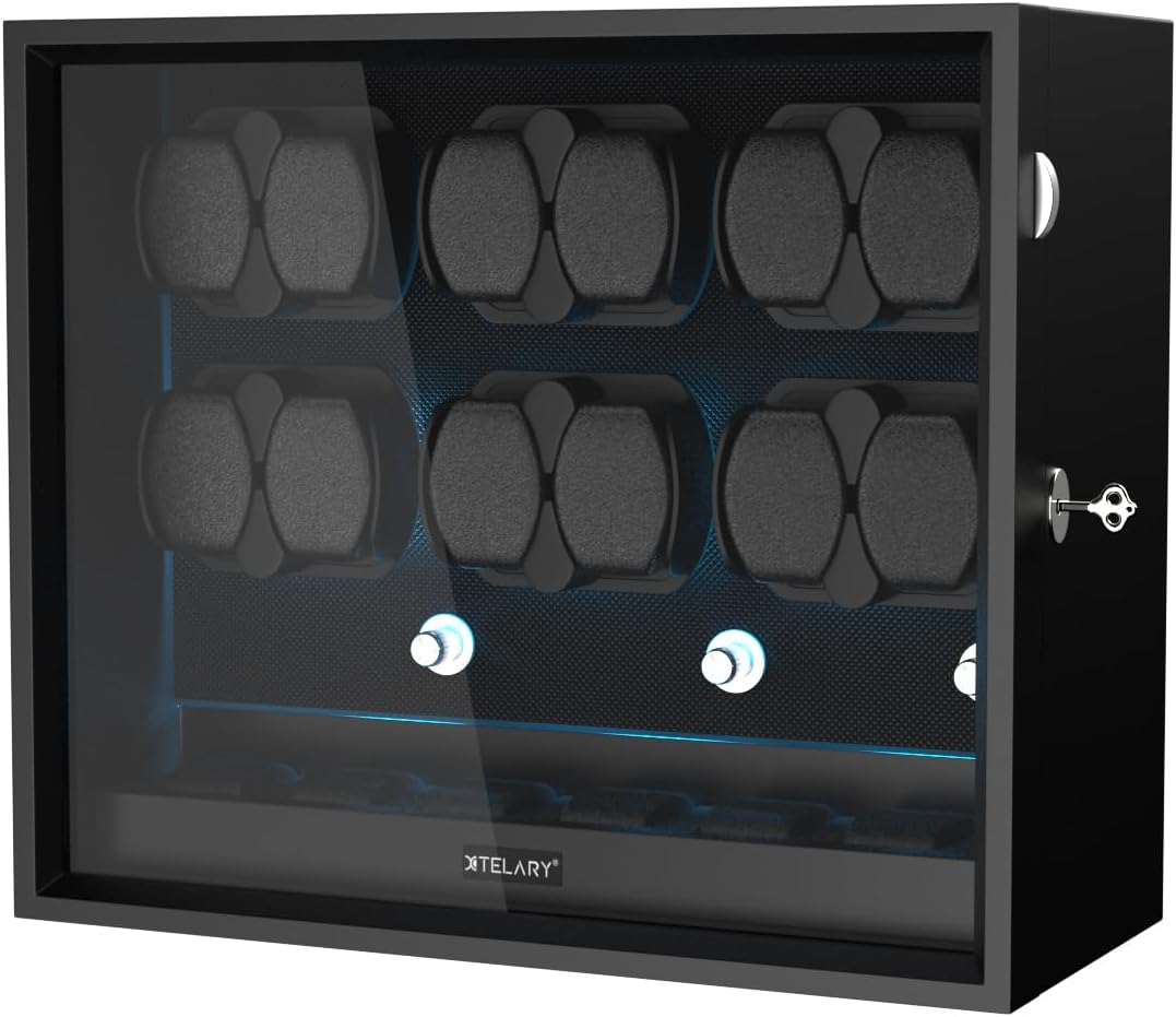 XTELARY Lockable Watch Winder - Secure Storage, Multiple Rotation Modes