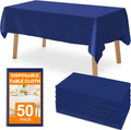 50 Pack Blue Plastic Table Cloths Disposable 54 x 108 in - Party