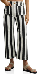 Cropped Striped High Waisted Jeans for Women - Flattering Fit Women's