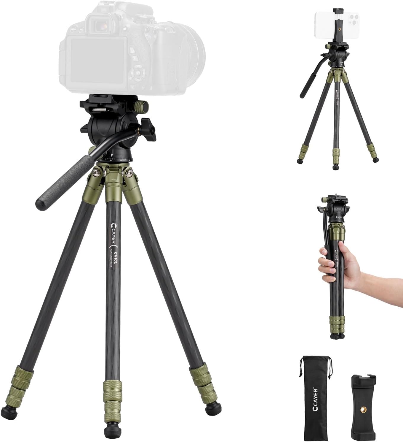 Cayer CH10L Carbon Fiber Tripod with S1 Mini Fluid Head Review