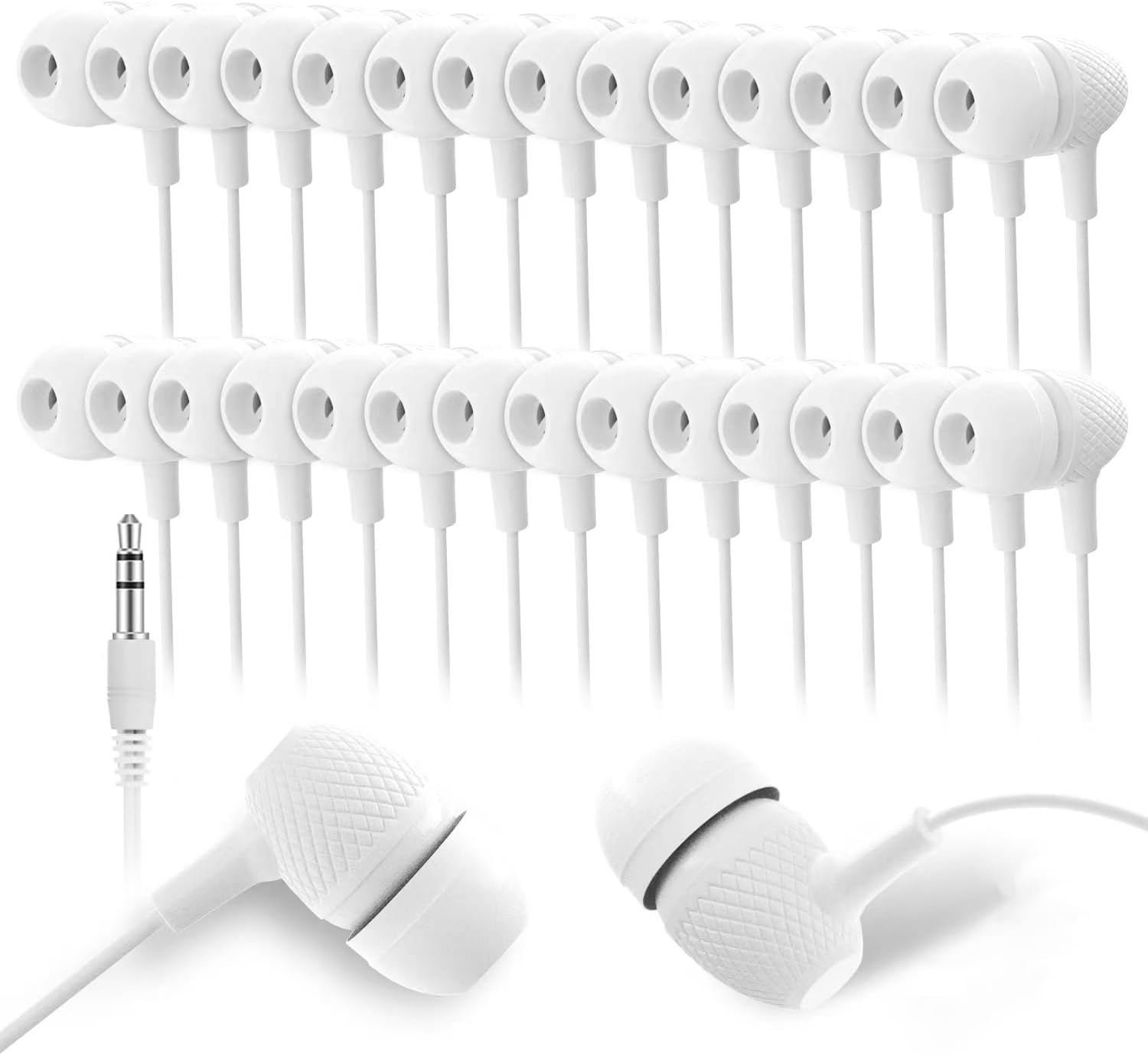 Bulk School Earbuds Headphones 100 Pack for Classroom Use