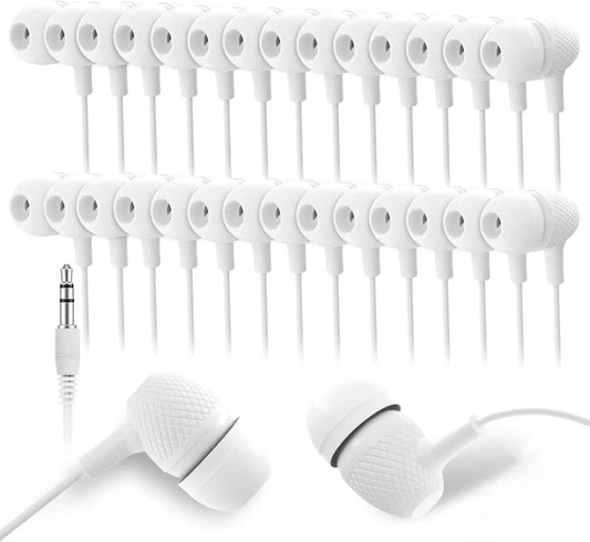 Bulk School Earbuds Headphones 100 Pack for Classroom Use