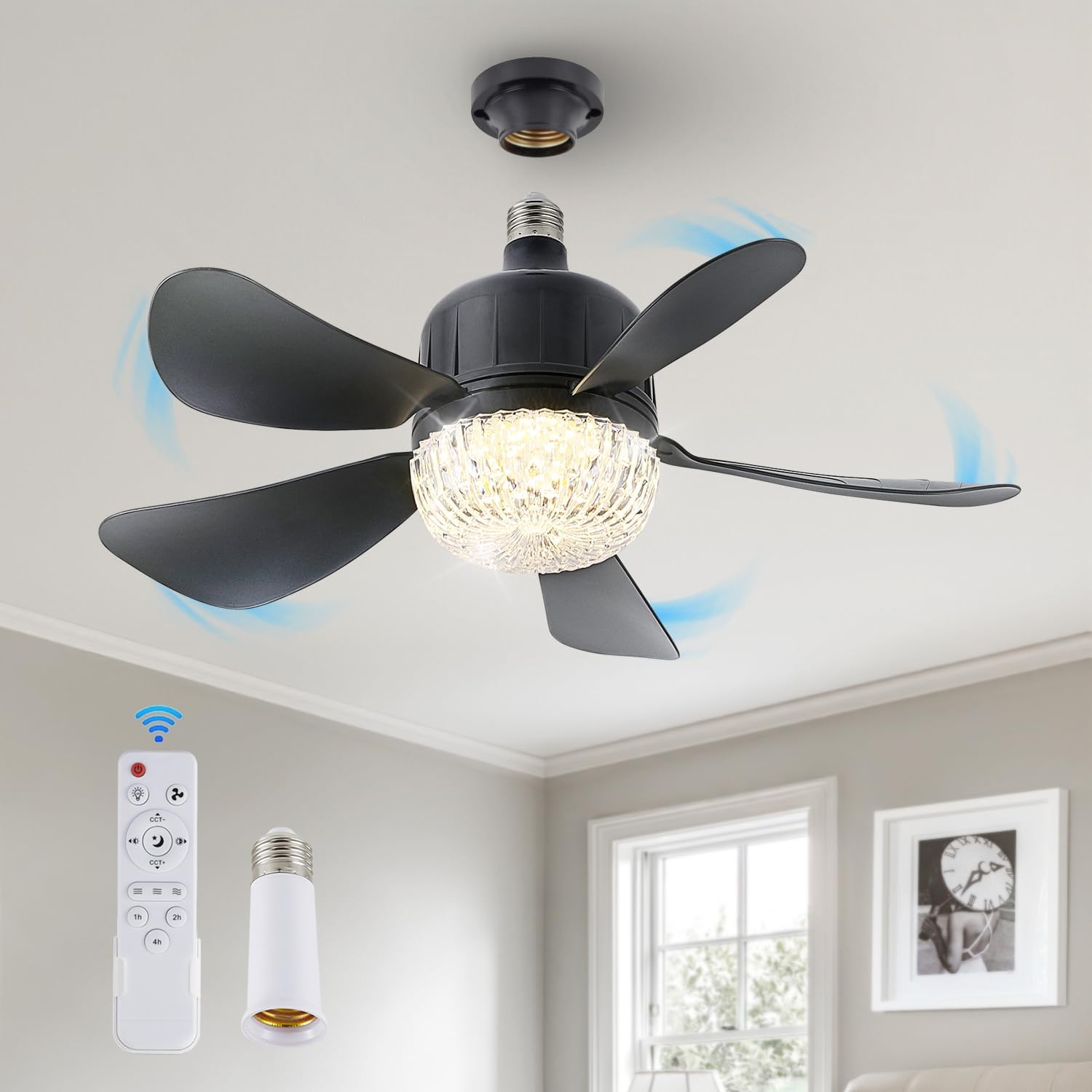 18in Socket Fan Light with Remote Control for Home Comfort