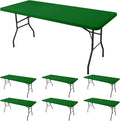 Fitted Tablecloth for 8 ft Rectangle Tables - 6 Pack Green