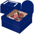 qiqee 12x12x6 Cake Box with Window and Boards - Deep Blue Gift