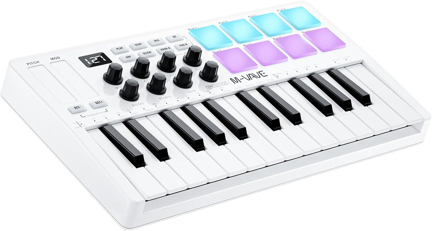 M-WAVE 25 Key USB MIDI Keyboard Controller for Music Production