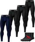 Mens Thermal Underwear Pants Long Johns Fleece Lined - 2 or 4 Pack