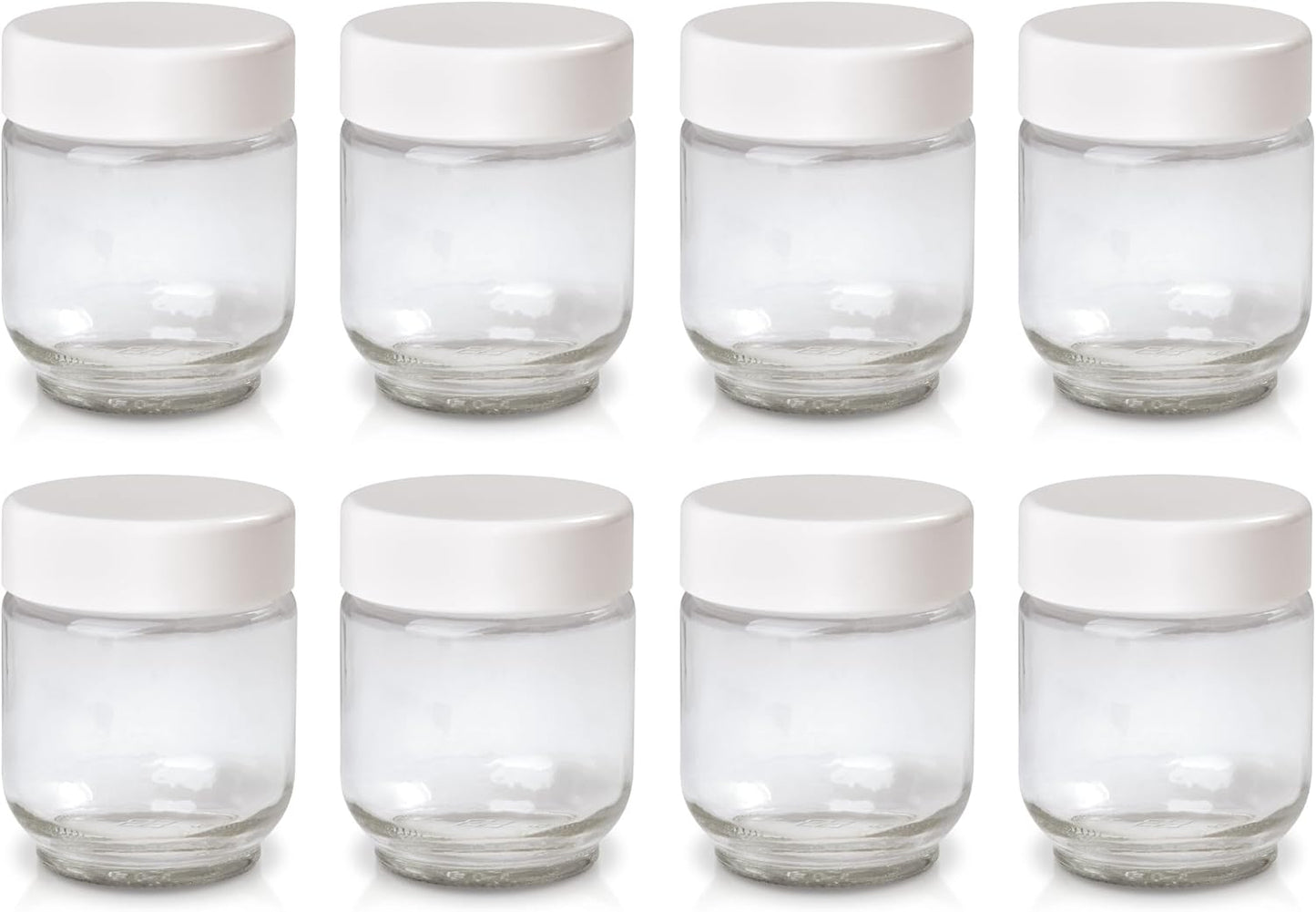 Set of 8 Clear Glass Yogurt Jars