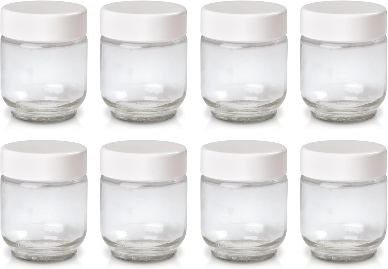 Set of 8 Clear Glass Yogurt Jars