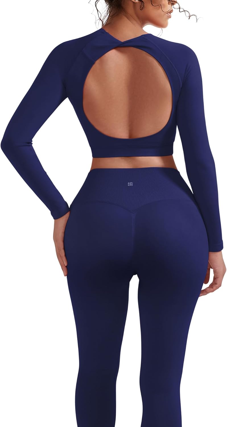 SUUKSESS Women 2 Piece Open Back Seamless Workout Sets Review