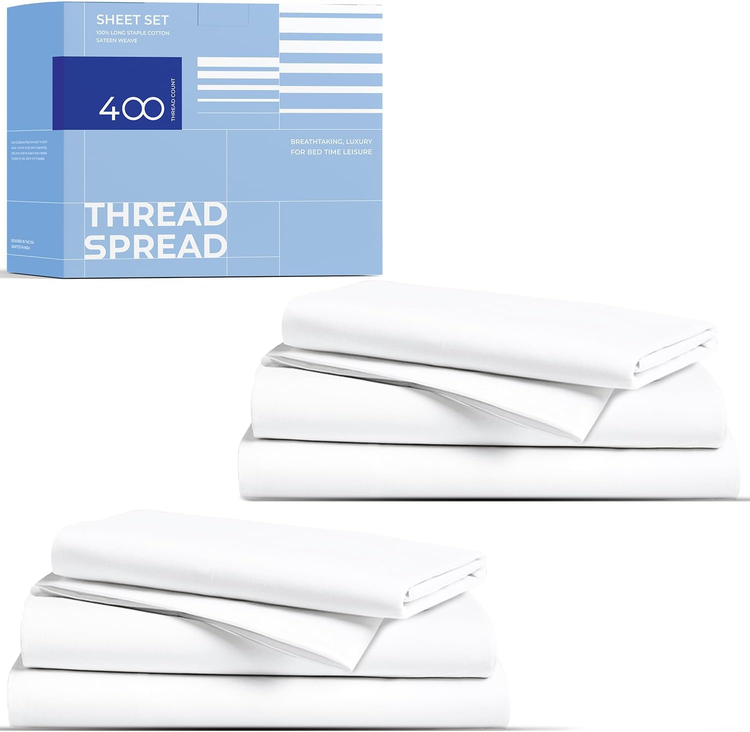 Twin Cotton Sheets Sets - 400 Thread Count Mercerized Comfort