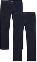 Stretch Bootcut Chino Pants for Girls 2-Pack - Soft Cotton Blend