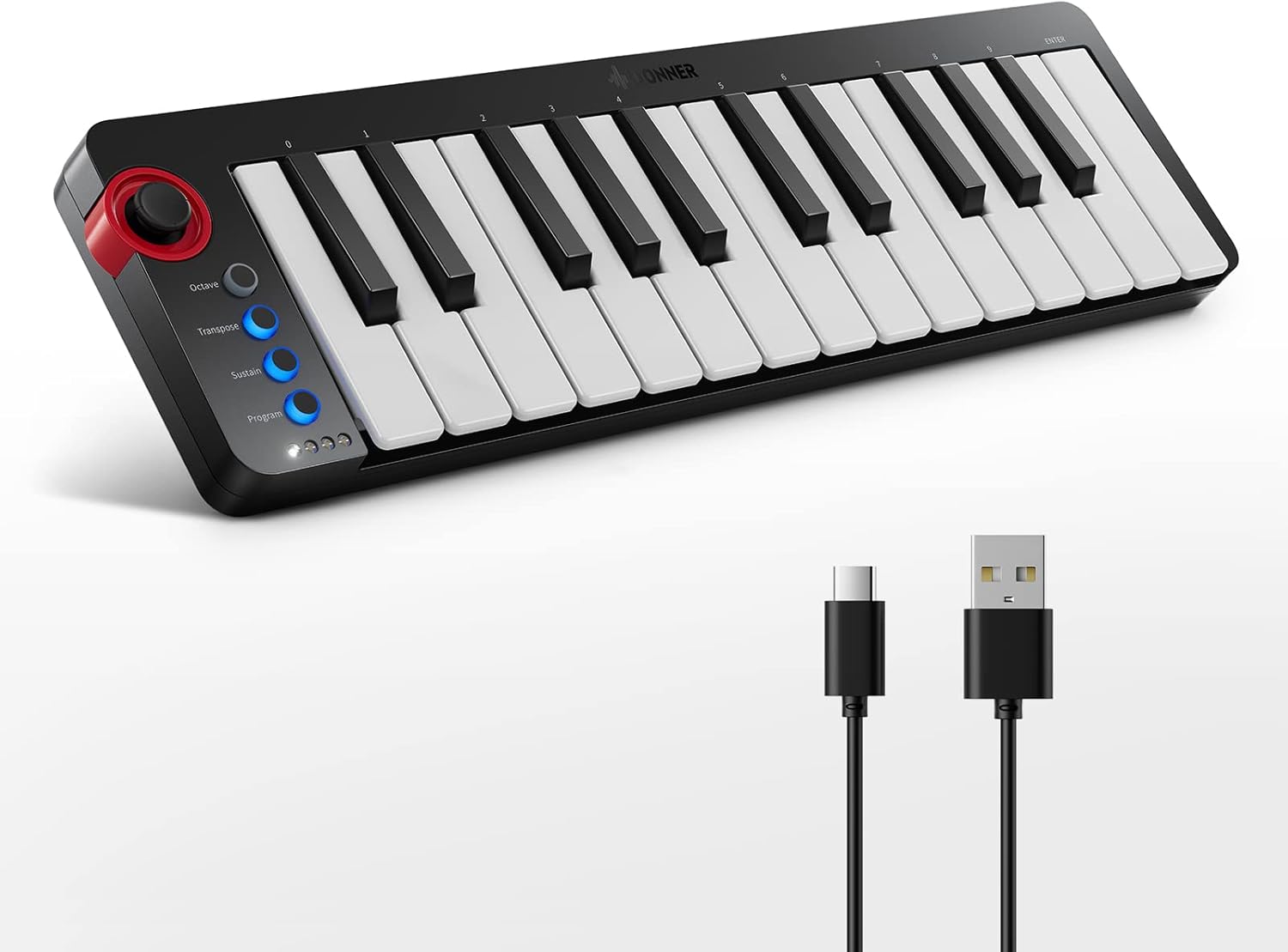 Donner Mini MIDI Keyboard with Light-up Rocker & Software