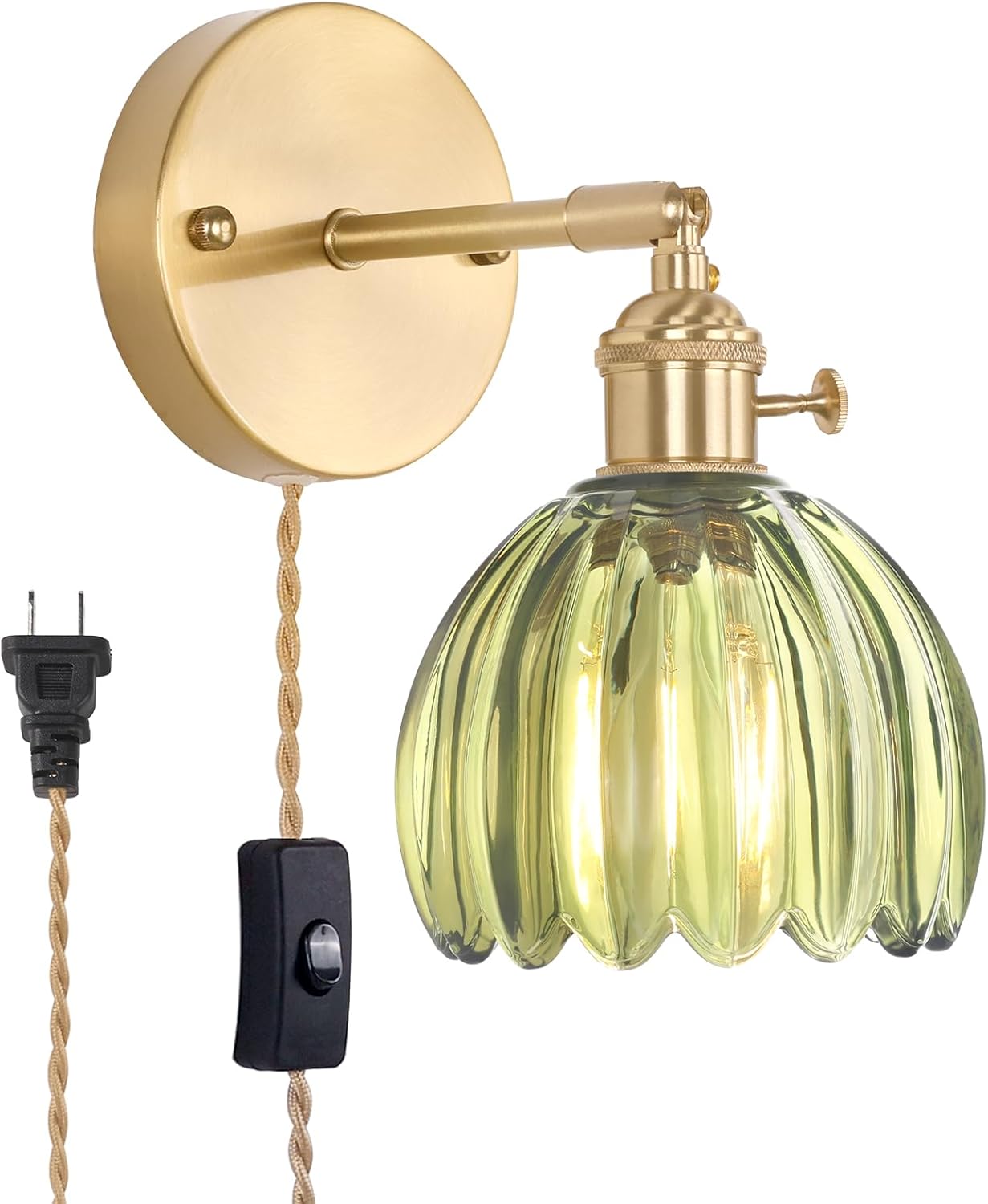 Green Tulip Glass Wall Sconce for Bedroom and Doorway Decor