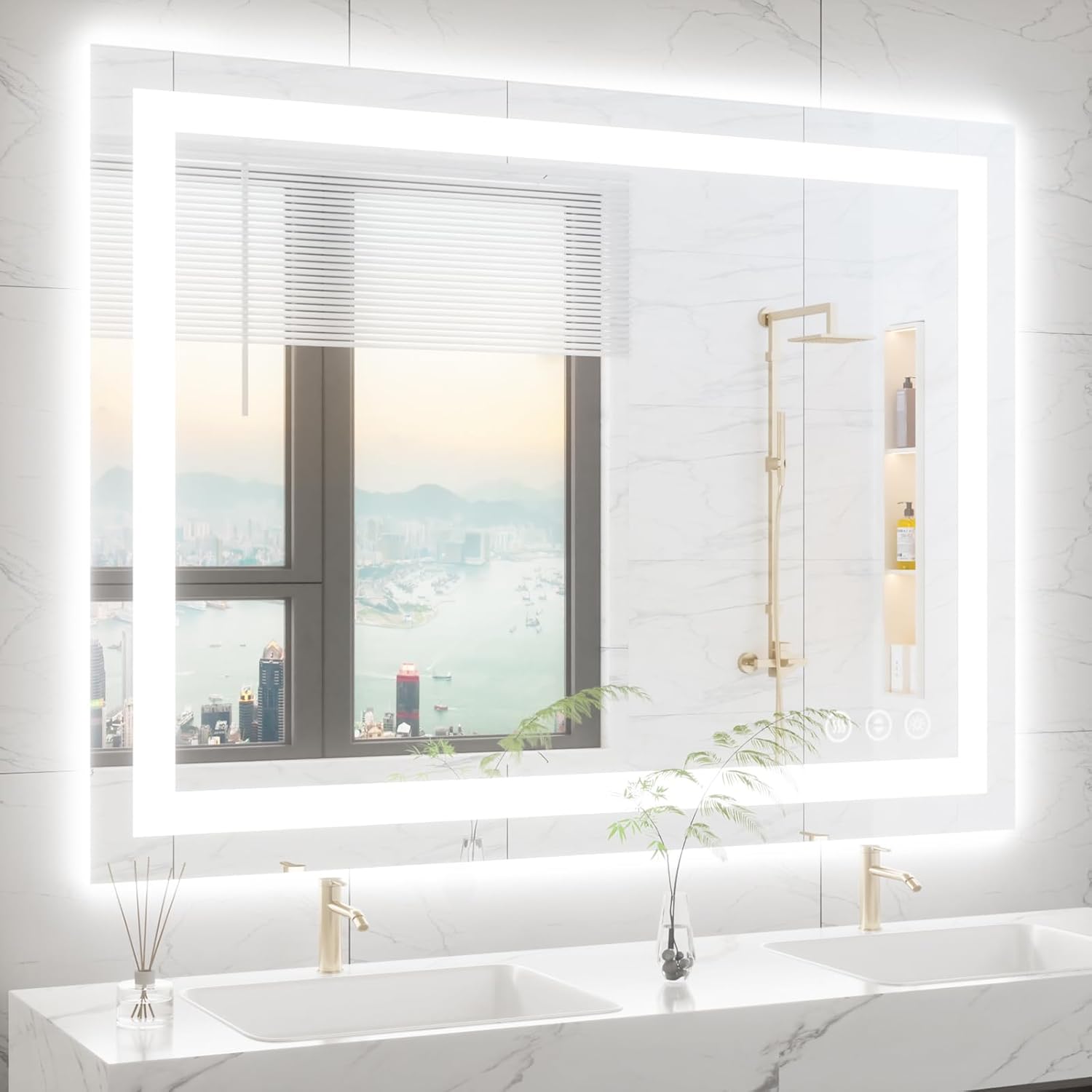48X36 LED Bathroom Mirror with Lights, Anti-Fog, Dimmable