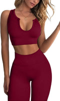 QINSEN Workout Outfits for Women Ribbed Seamless 2-Piece Set Women's