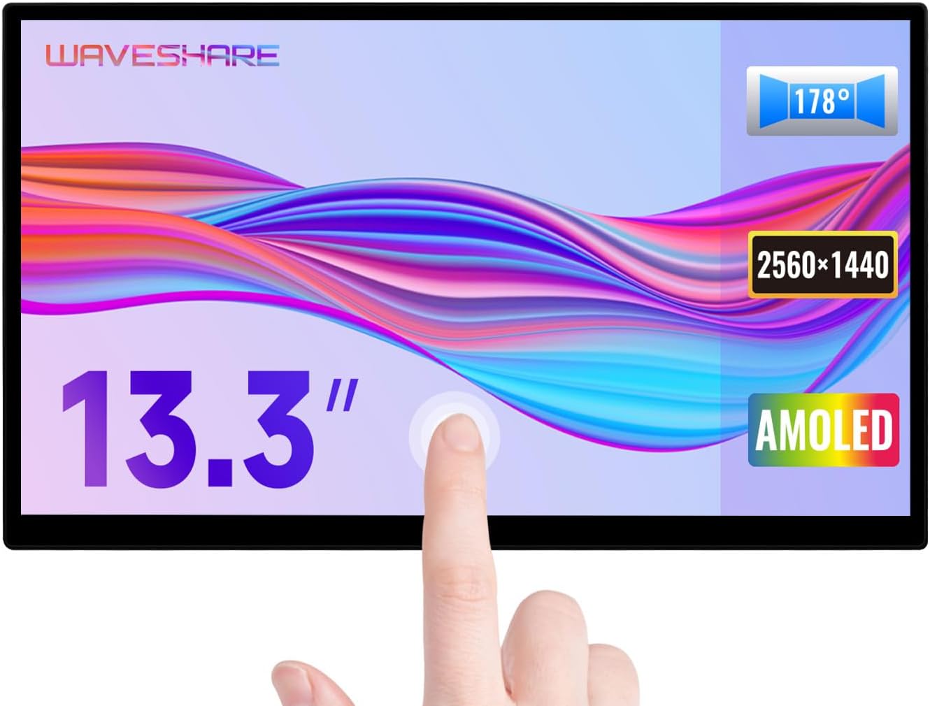 High Res 2K AMOLED Touch Display | HDMI/Type-C | Compatible with Raspberry Pi