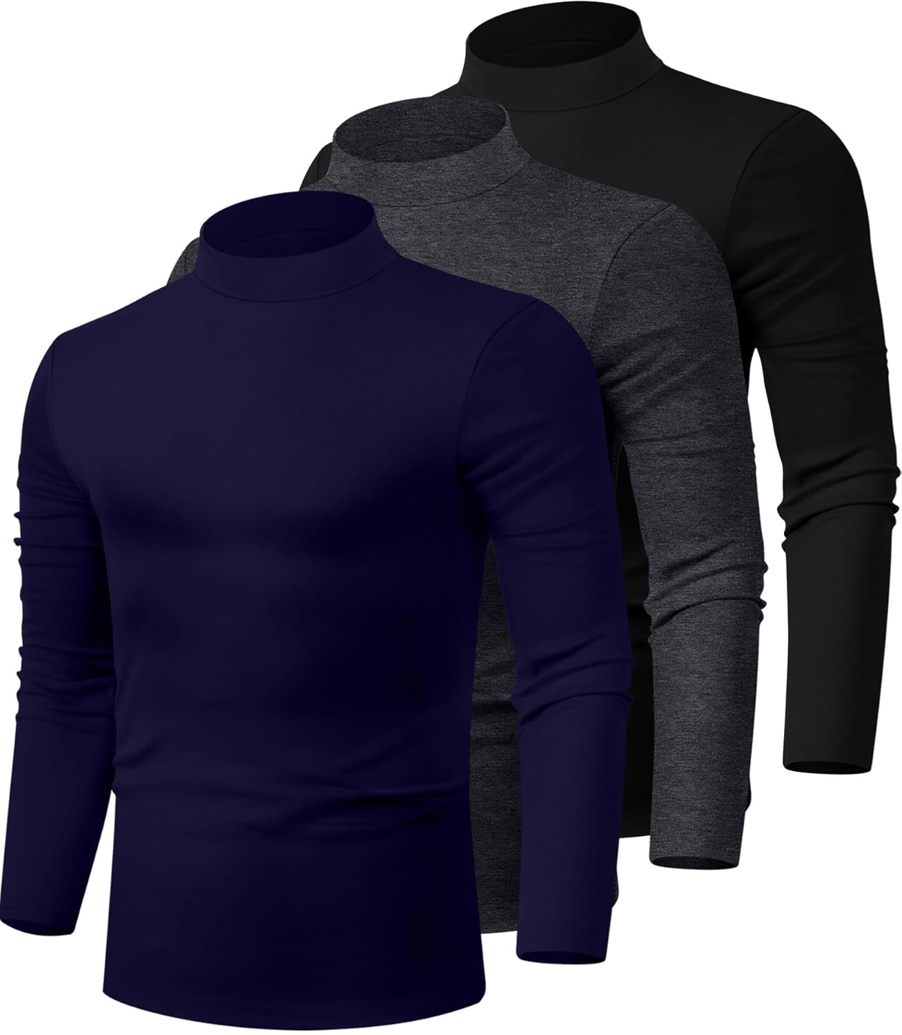 Riyiper 3 Pack Men's Mock Neck Shirts for Stylish Comfort