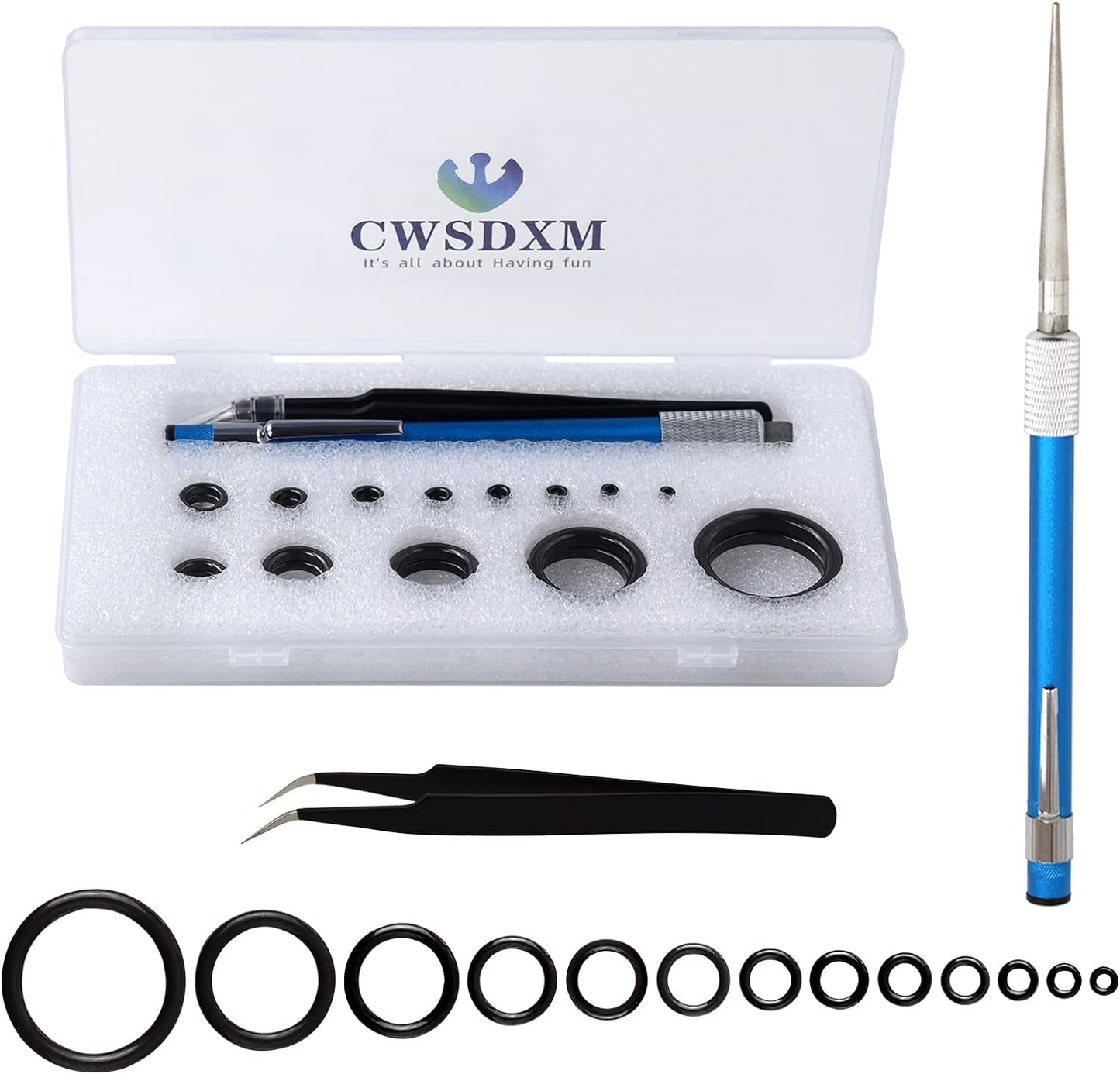 26PCS Fish Rod Repair Kit: Ceramic Guides, Tweezers, Serrated Stick