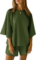 Womens 3/4 Sleeve Oversized Pajama Set - Soft Cotton Blend