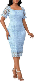 Cololura Elegant Floral Lace Off Shoulder Bodycon Midi