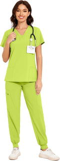 COZYFIT Scrubs for Women V-Neck Top & Cargo Pants Set (Style 3GZ8)
