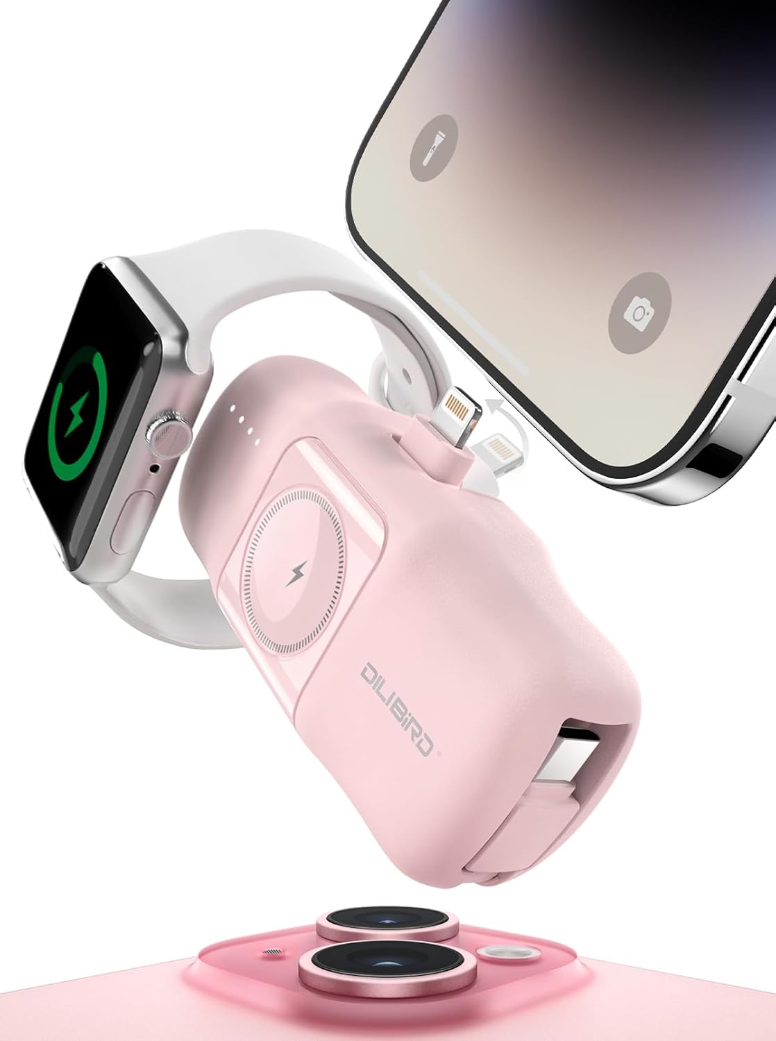 Ultra-Compact Pink Charger for iPhone & Apple Watch!