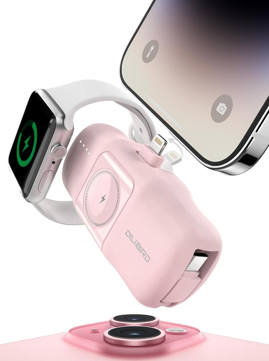 Ultra-Compact Pink Charger for iPhone & Apple Watch!