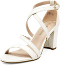 Womens Ankle Strap Dress Pump with Low Chunky Heel - Comfortable Lift