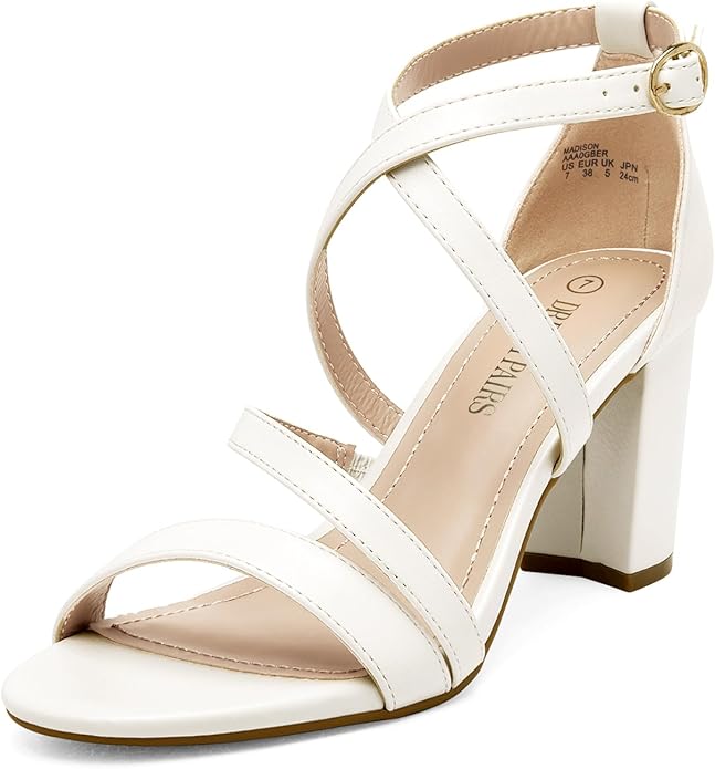 DREAM PAIRS Womens Ankle Strap Dress Pump Low Chunky Heel Sandals