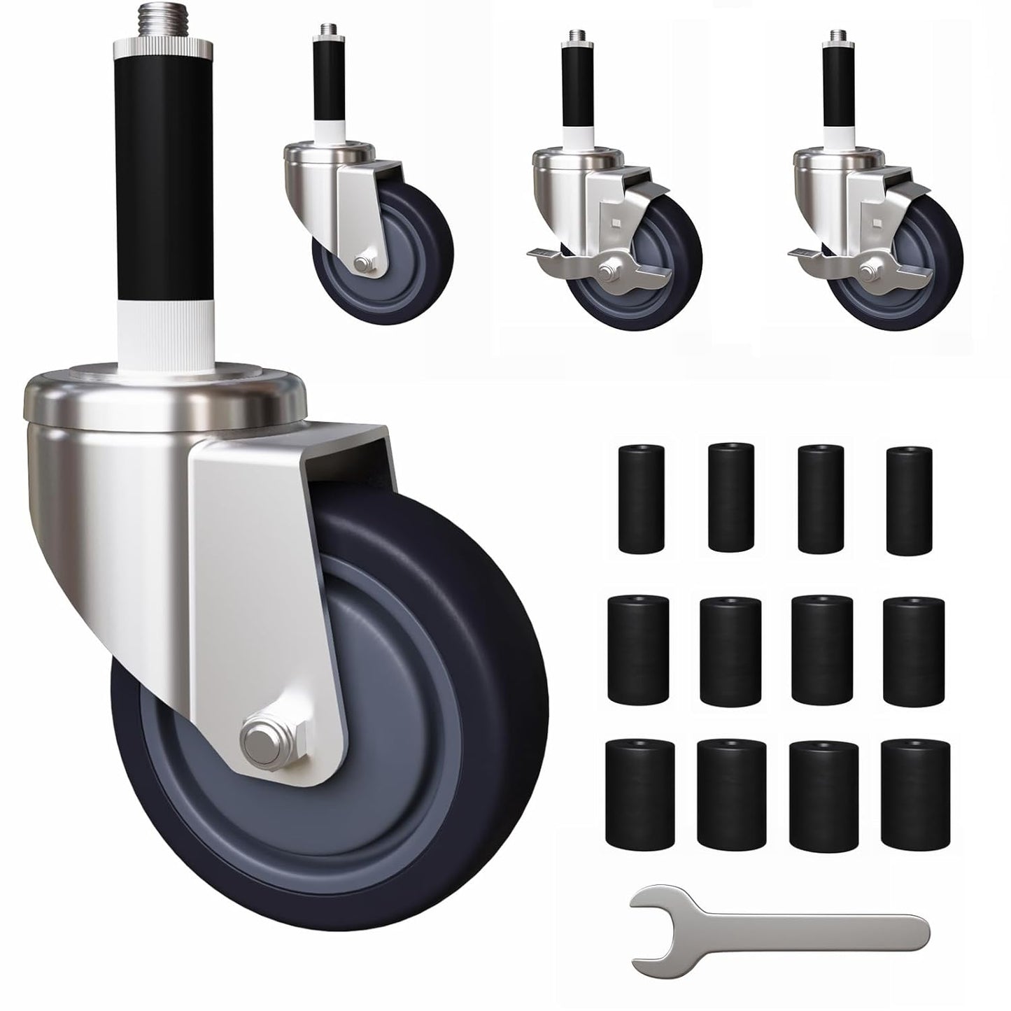4 inch Expanding Stem Caster Set for Stainless Steel Tables