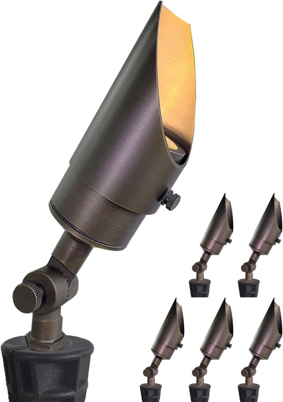 MALORY Brass Landscape Spotlights 6-Pack for Outdoor Lighting