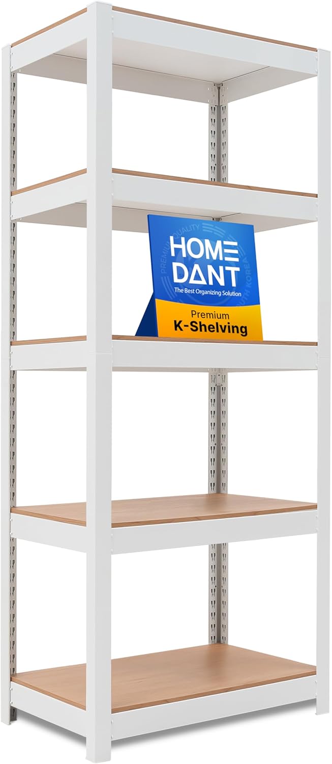 HOMEDANT 5 Tier Laminated Metal Shelving Unit for Home Storage