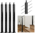 Muzata 4Pack Black Stair Cable Railing Post 36 in - Durable T304 Stair