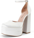 Womens Chunky Platform Square Toe Ankle Strap Pumps - 5.5in Lift