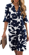 Wkior Shift Dress for Women V Neck Short Sleeves Casual