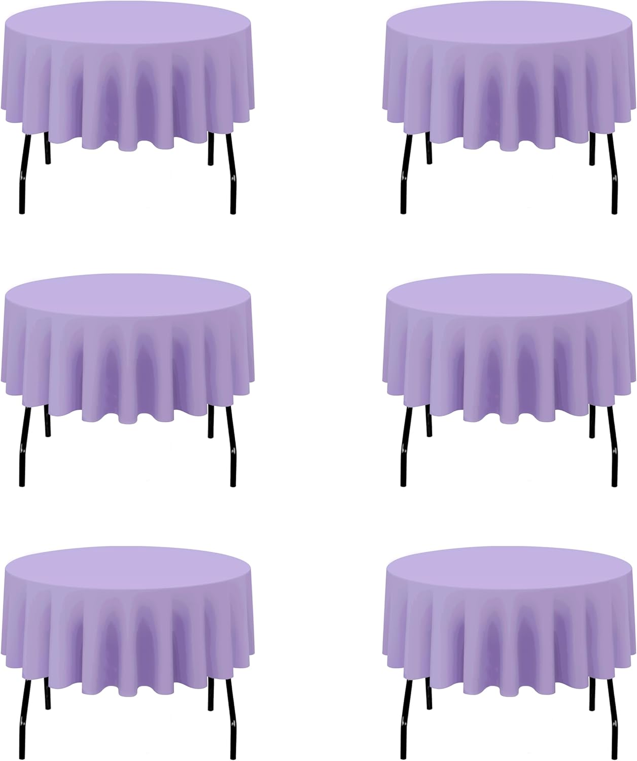Lavender Round Tablecloths for 30 to 54 Inch Tables - 6 Pack