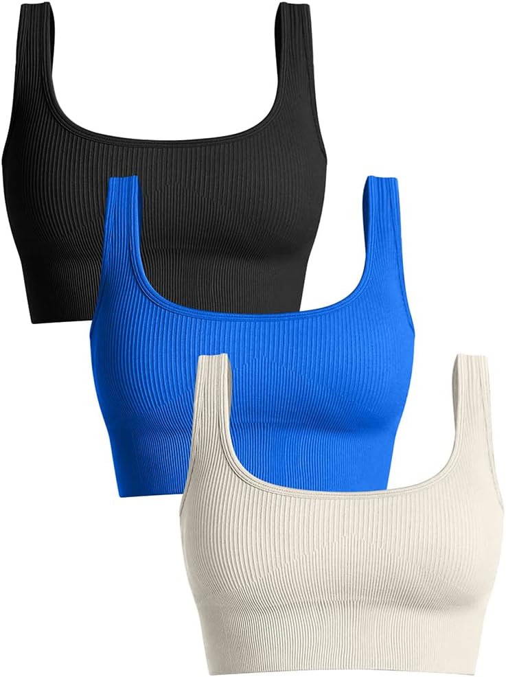 OQQ Women's 3 Piece Medium Support Tank Top for Active Lifestyle