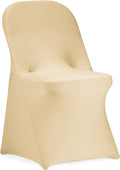 Champagne Spandex Folding Chair Covers 12-Pack - Stretch Fit