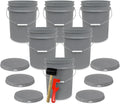 5 Gallon Plastic Bucket with Airtight Lid 6 Pack - Food Grade USA