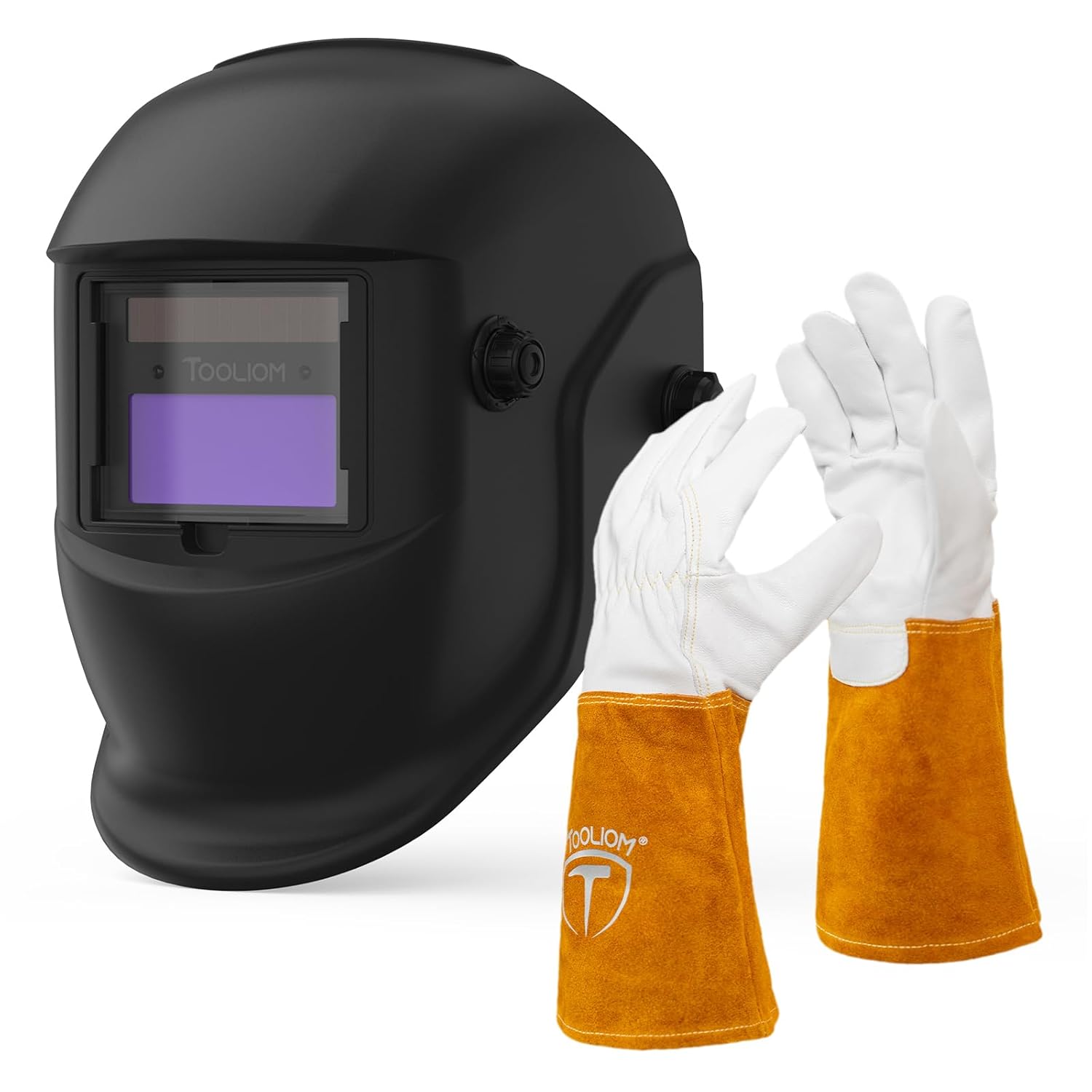 TOOLIOM Welding Combo: Auto Darkening Helmet + Gloves