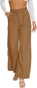 Women Suit Pants Wide Leg High Elastic Waisted Trousers - Smart