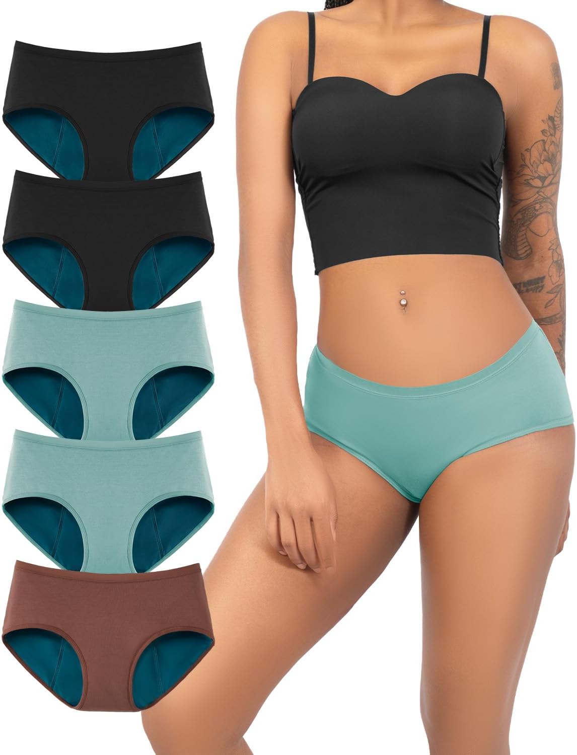 Period Underwear for Women Heavy Flow Leakproof 5 Pack Comfort