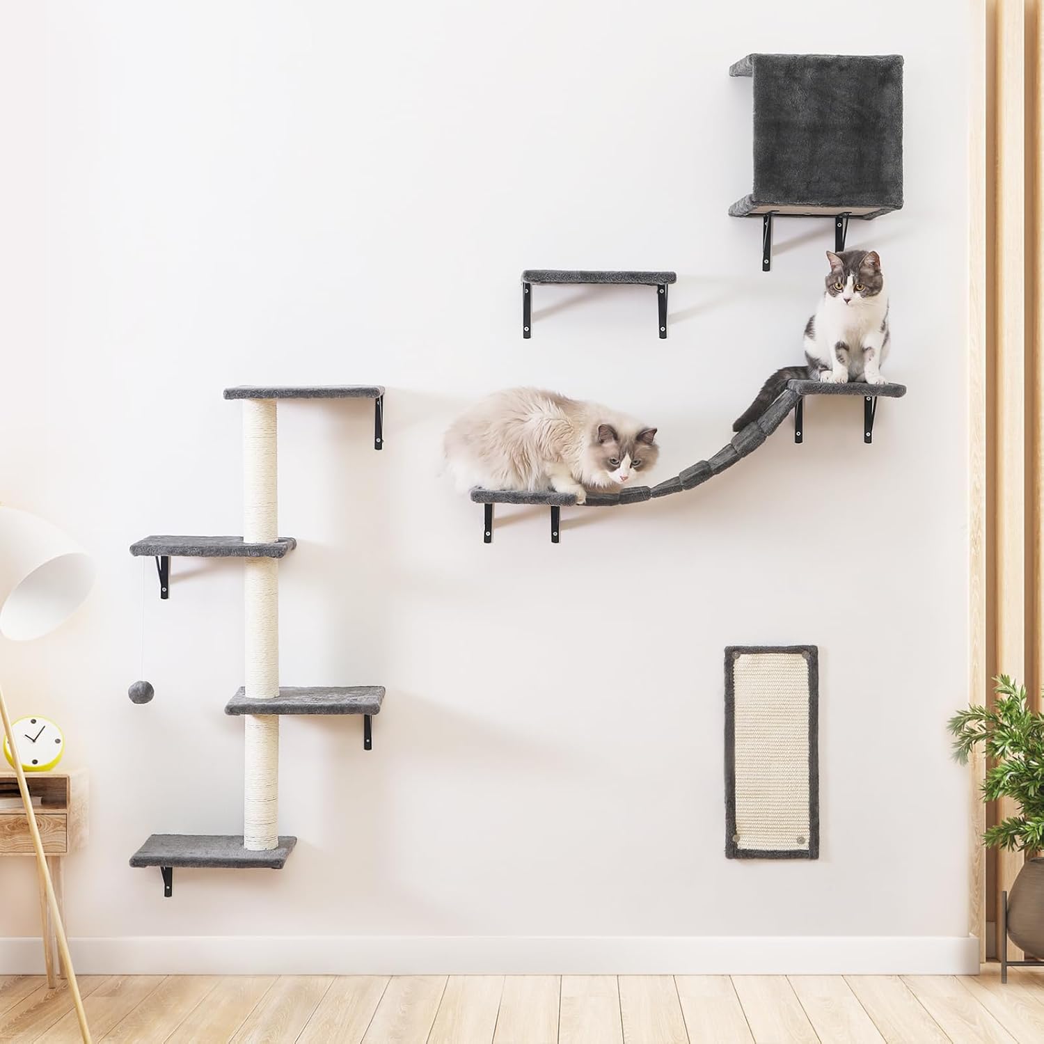 Modern Wall-Mounted Cat Furniture - 5pcs Cat Wall Shelves Set