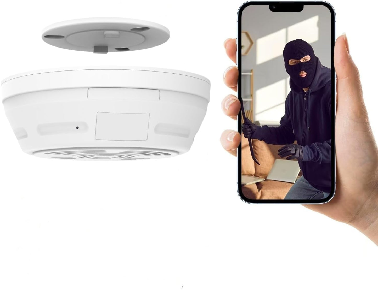 WNAT Mini Smoke Detector Cam - 200 Days Standby, WiFi HD, Night Vision